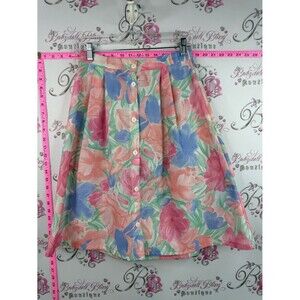 Bay club skirt vintage Button-Front Floral Circle Skirt in Pink, Blue & Peach